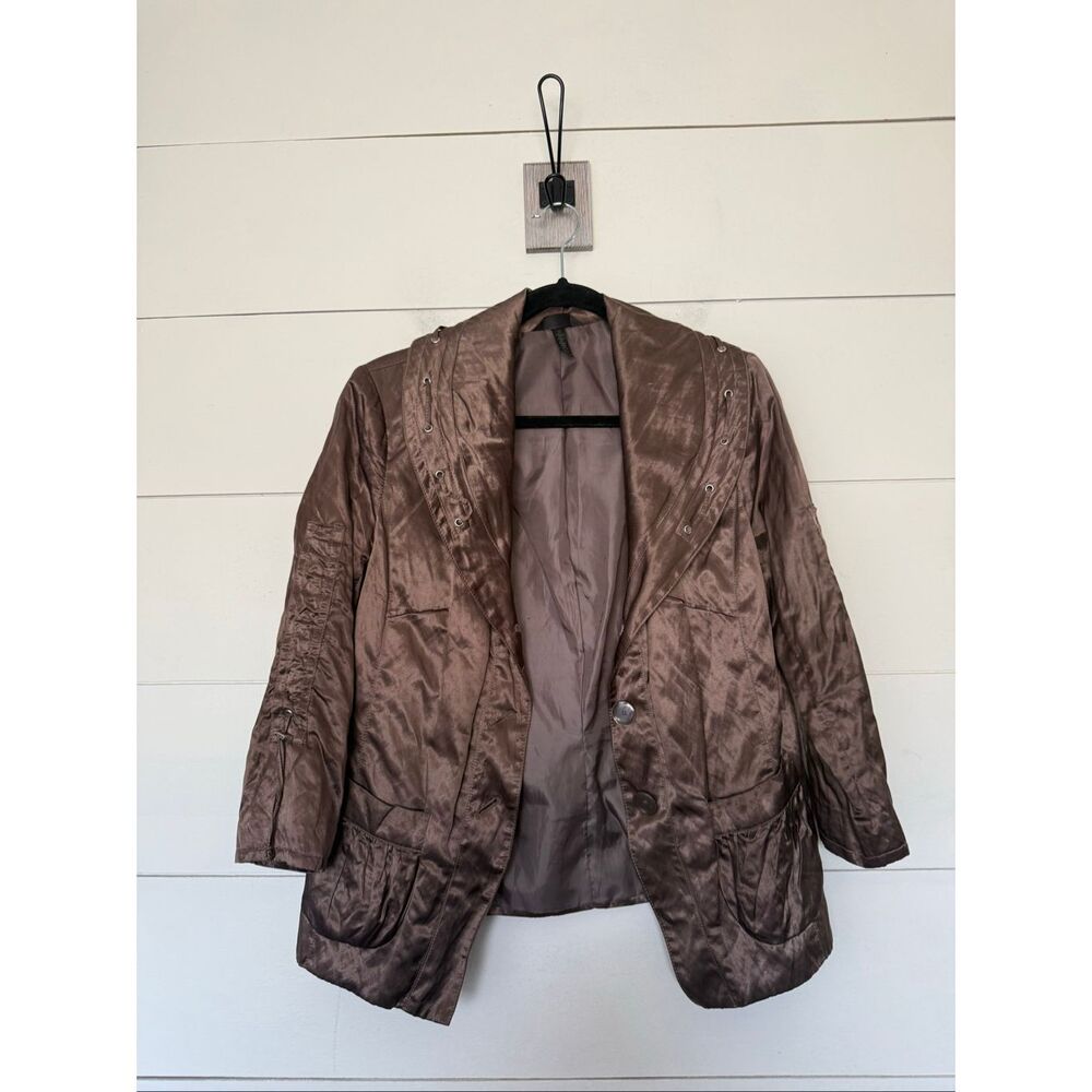 Soma Women’s Medium Brown Shimmery Brown Blazer 2000s Statement Jacket Y2K